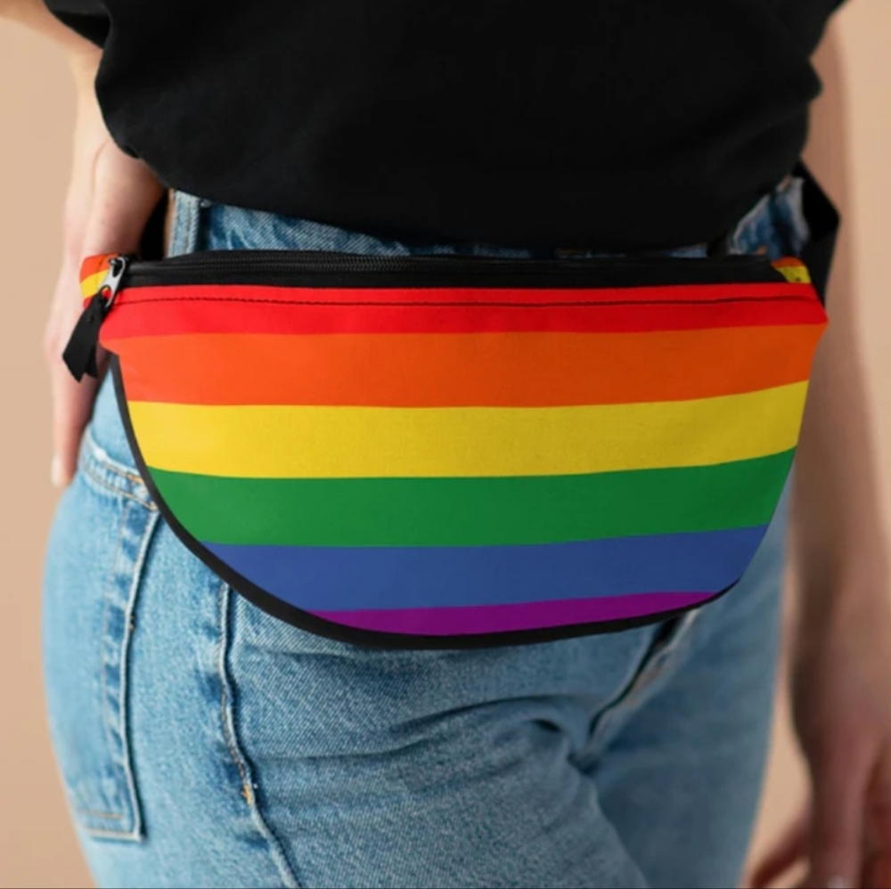 🌈 3 PACK BUNDLE | LGBTQ Rainbow Pride Fanny Pack, Socks, and 24 Pins 🏳️‍🌈